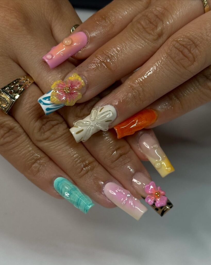 uñas tropicales cuadradas