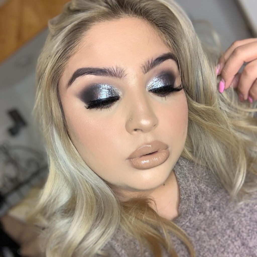 sultry smokey silver eye makeup