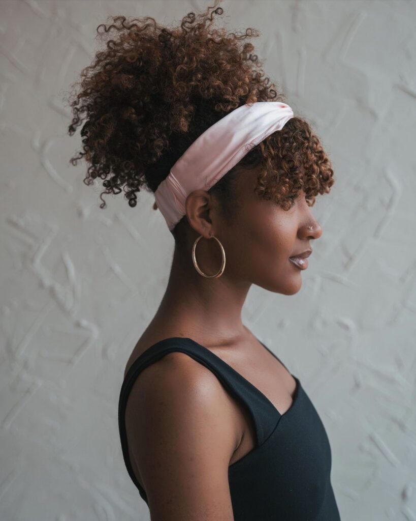 updo and headband