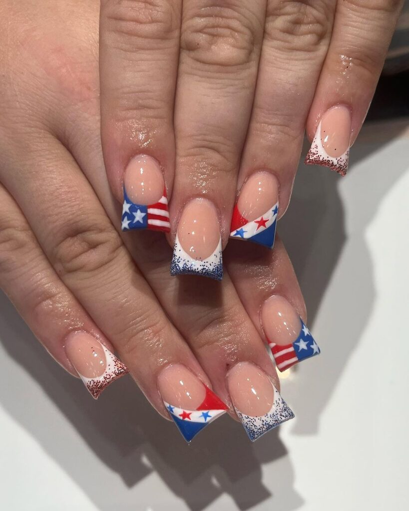 y2k duck 4th of july nails