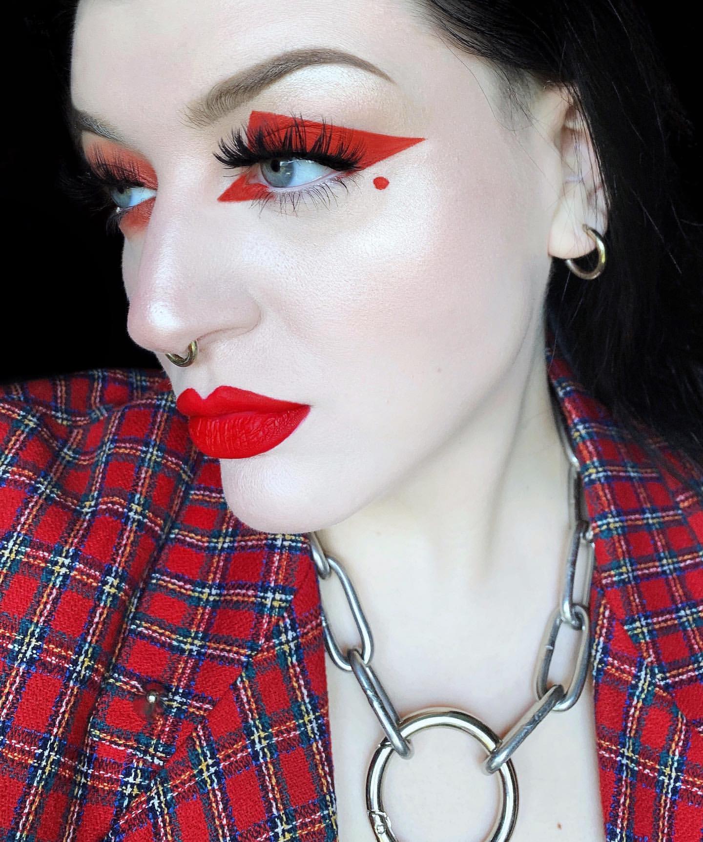 red punk makeup