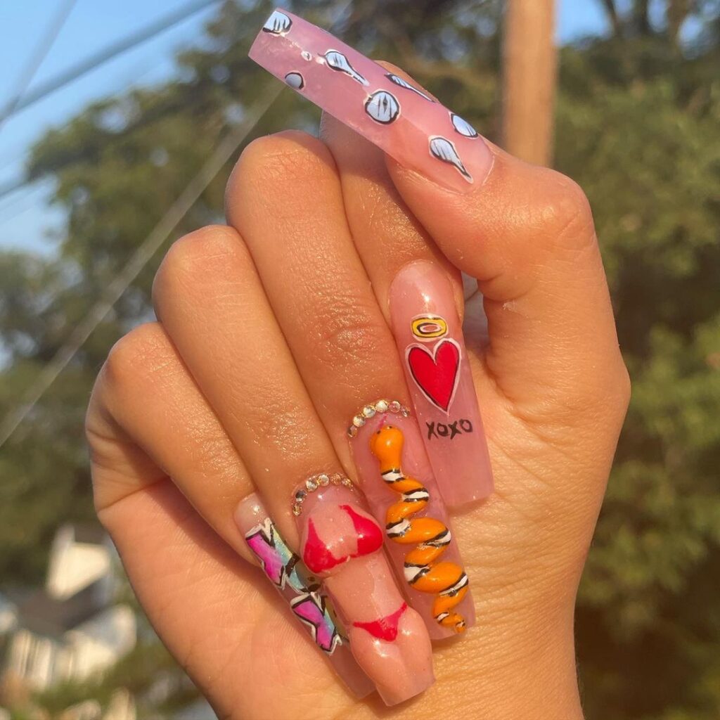 3d bikini summer nails