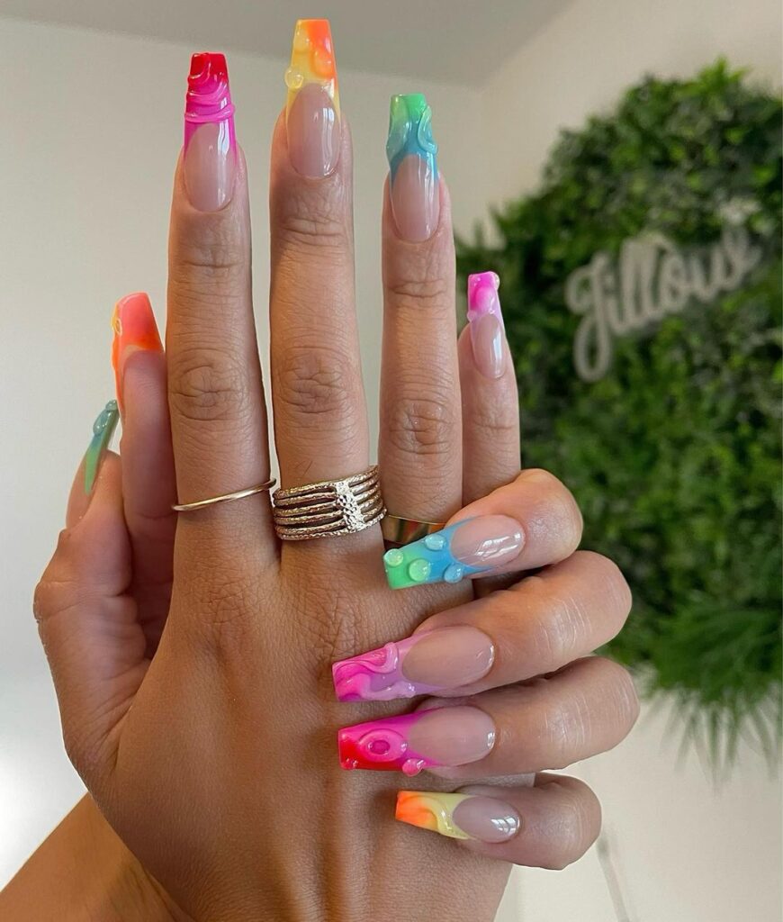 3d colorful summer nails