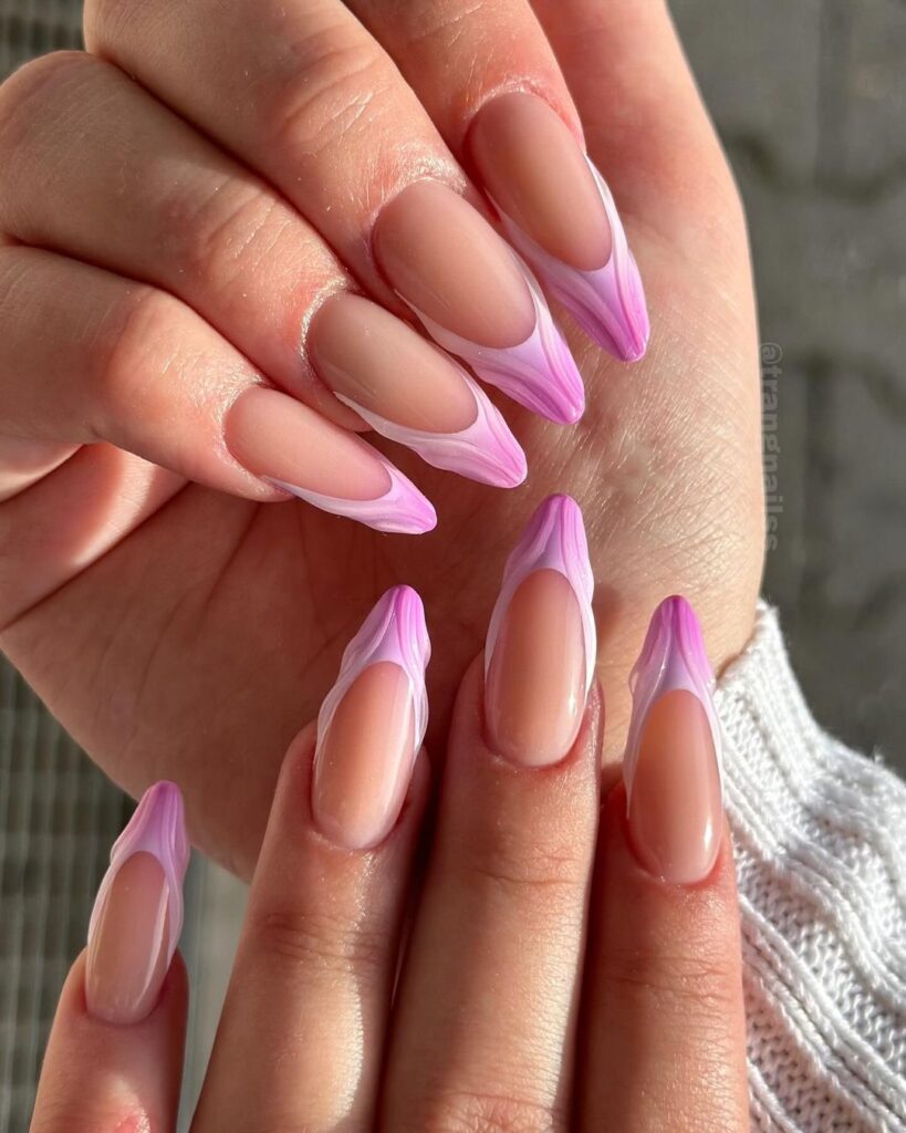 3d lilac french manicure