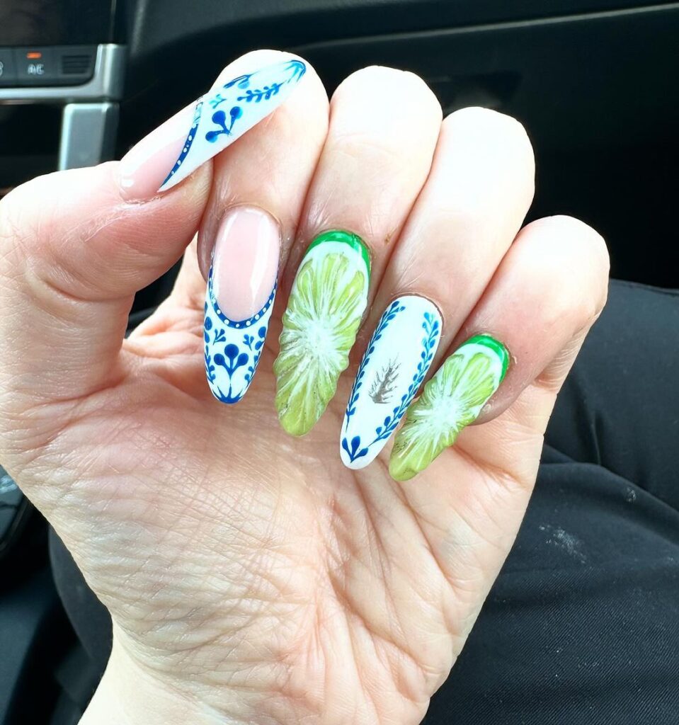 3d lime summer nails