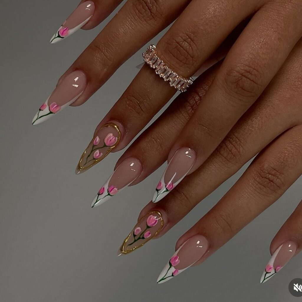 3d roses nails