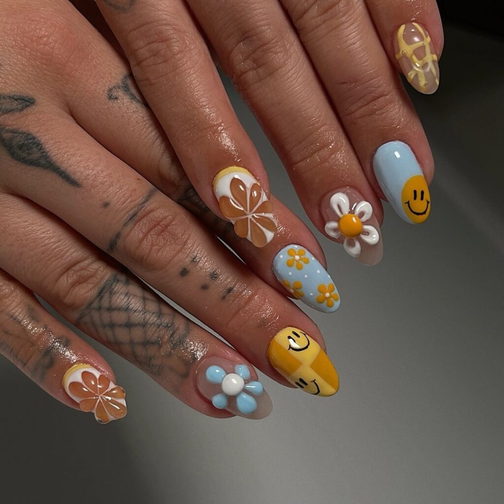 3d short summer nails