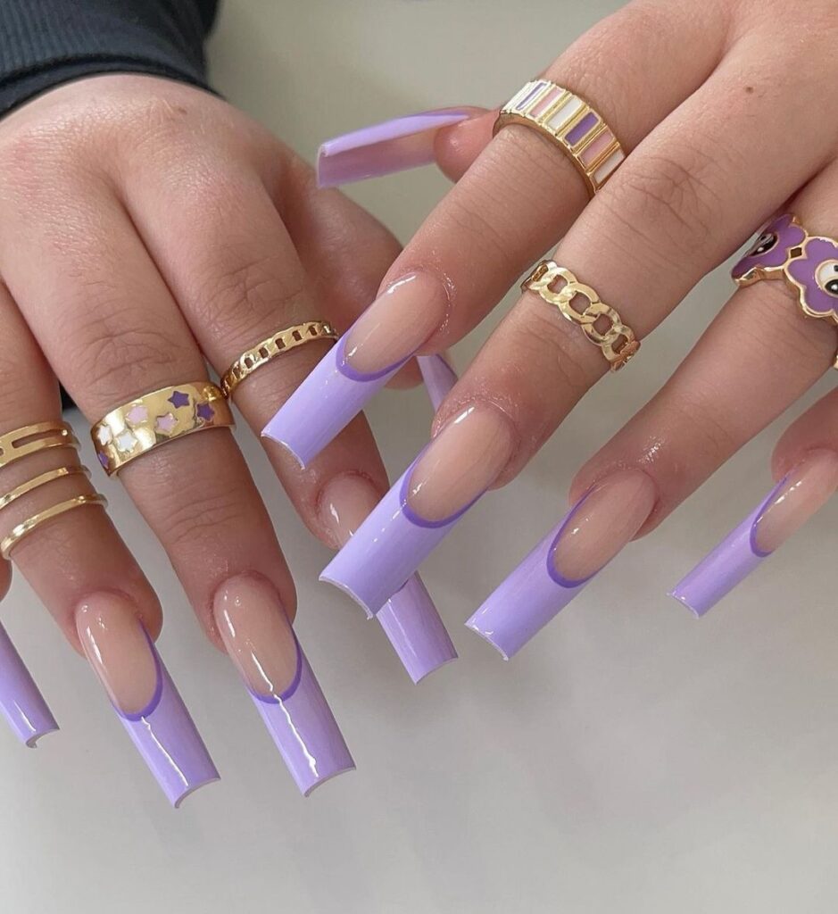 90s french purple nails