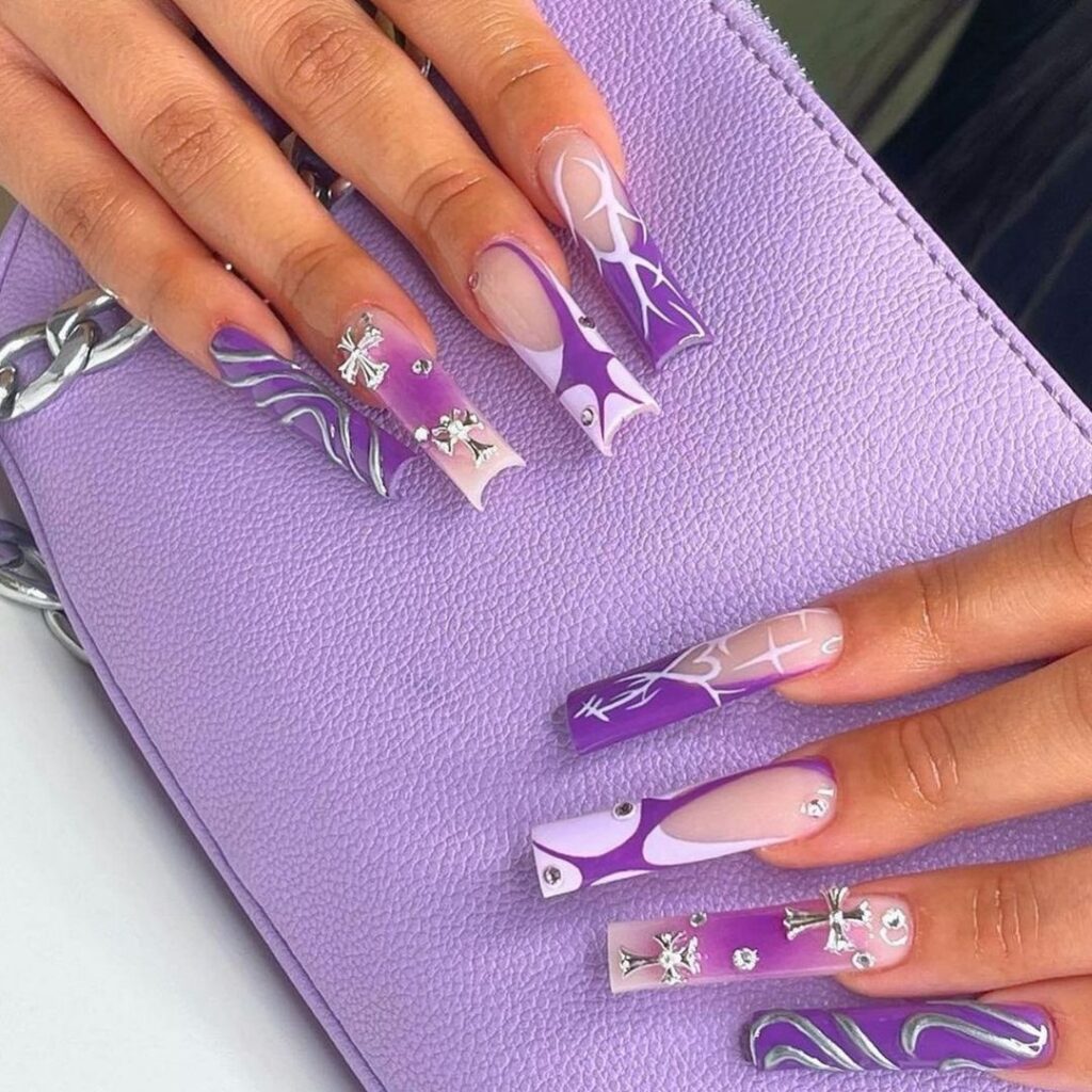 baddie purple summer nails