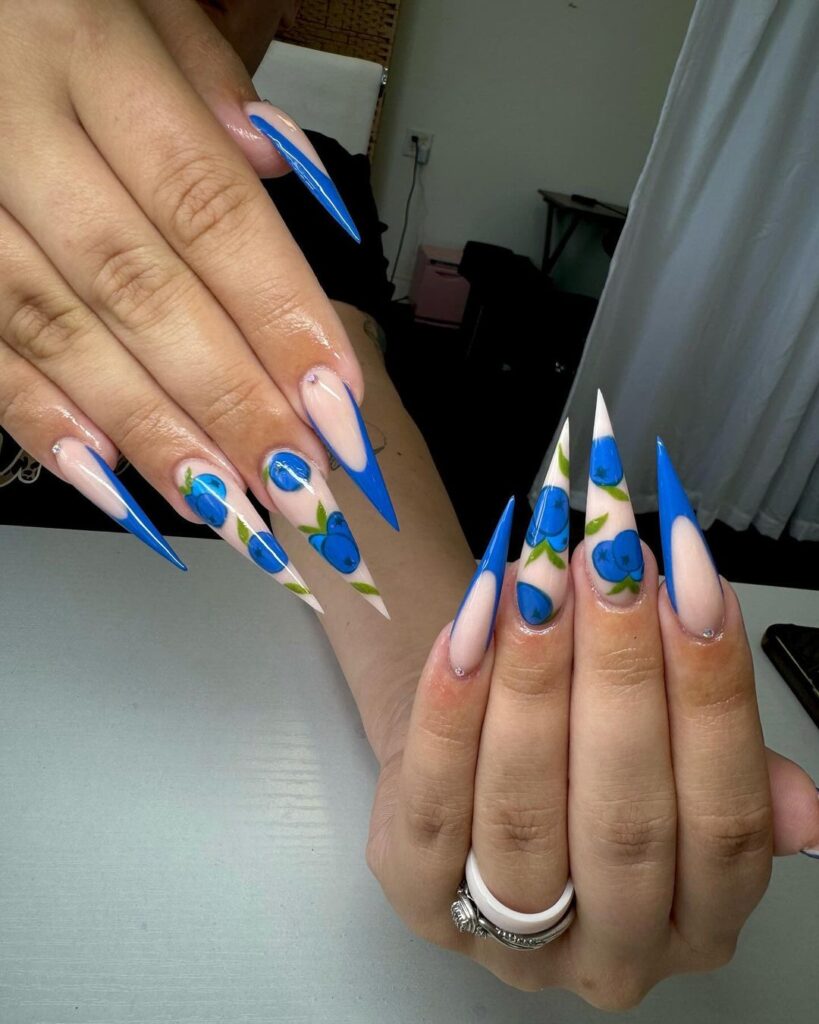 unhas baddie stiletto blueberry