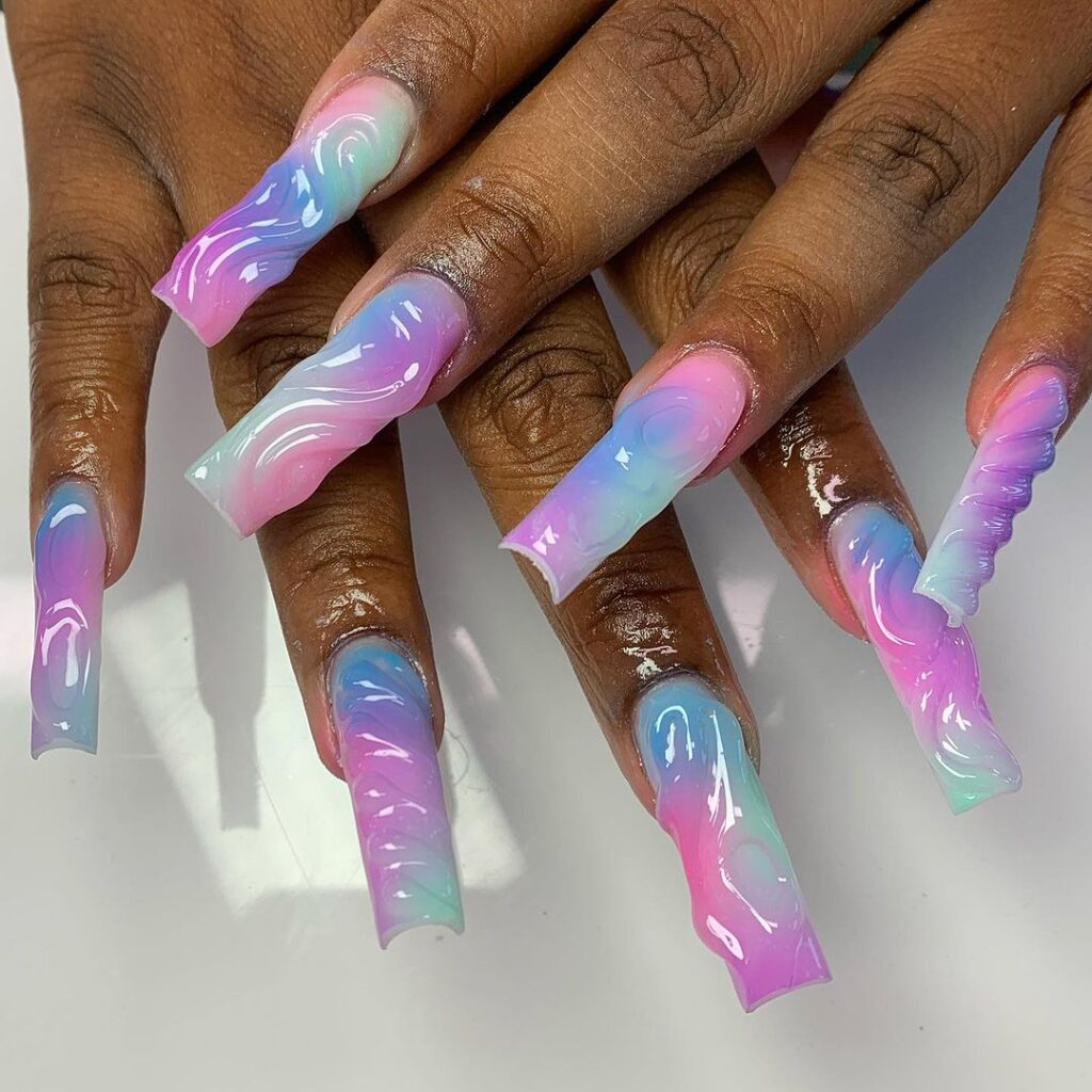 Bubble gum 3d summer nails