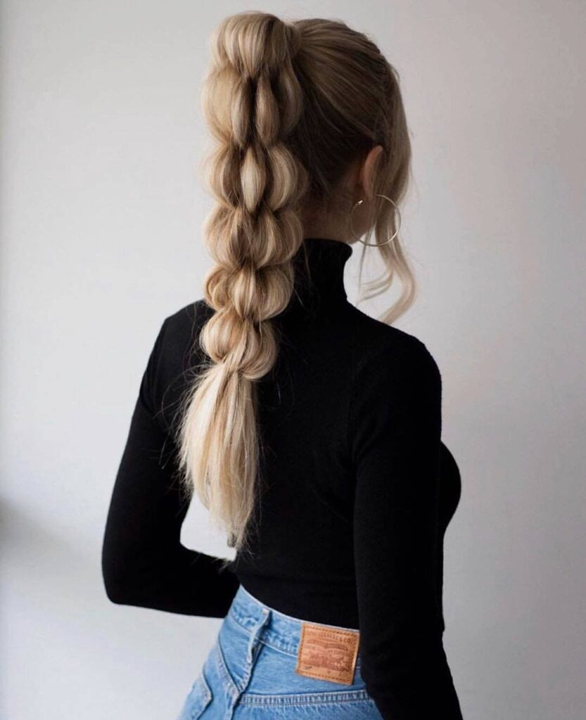 bubble ponytail for long hair