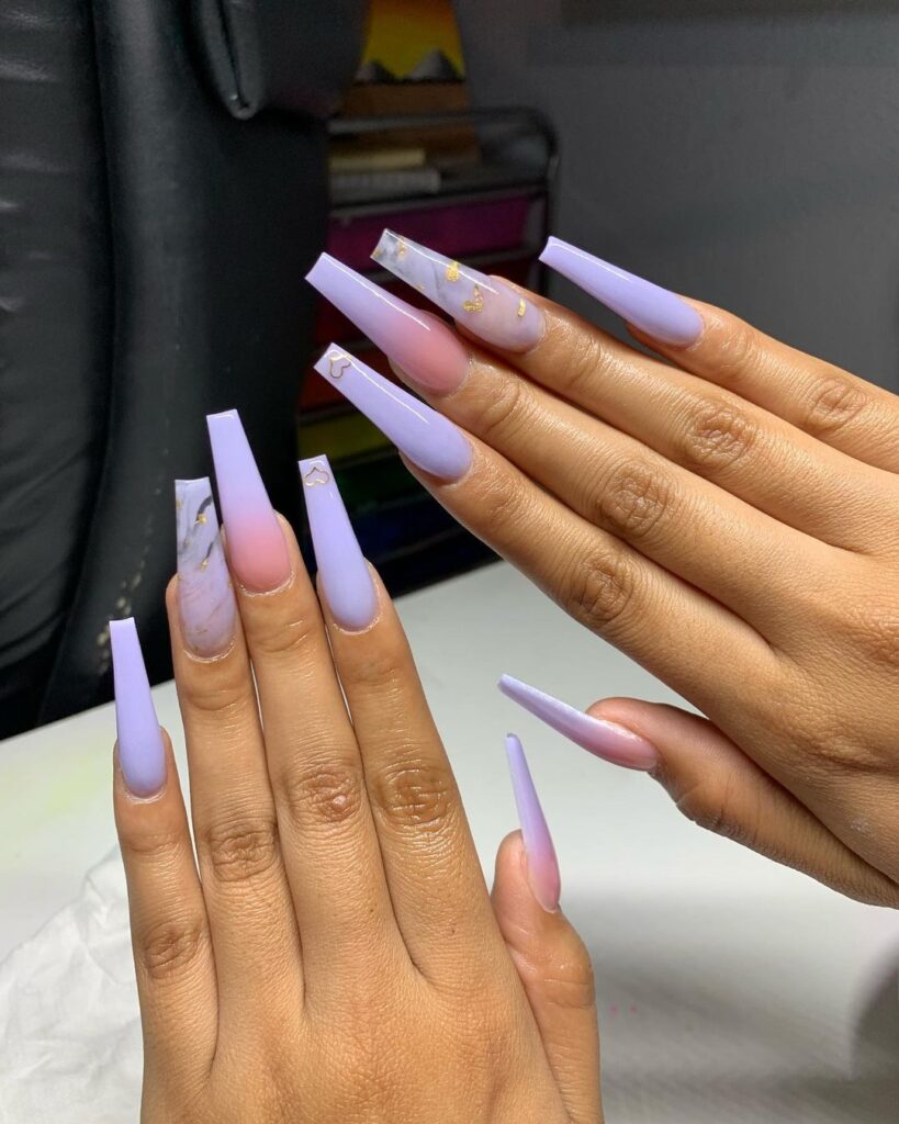 coffin shaped purple summer nails