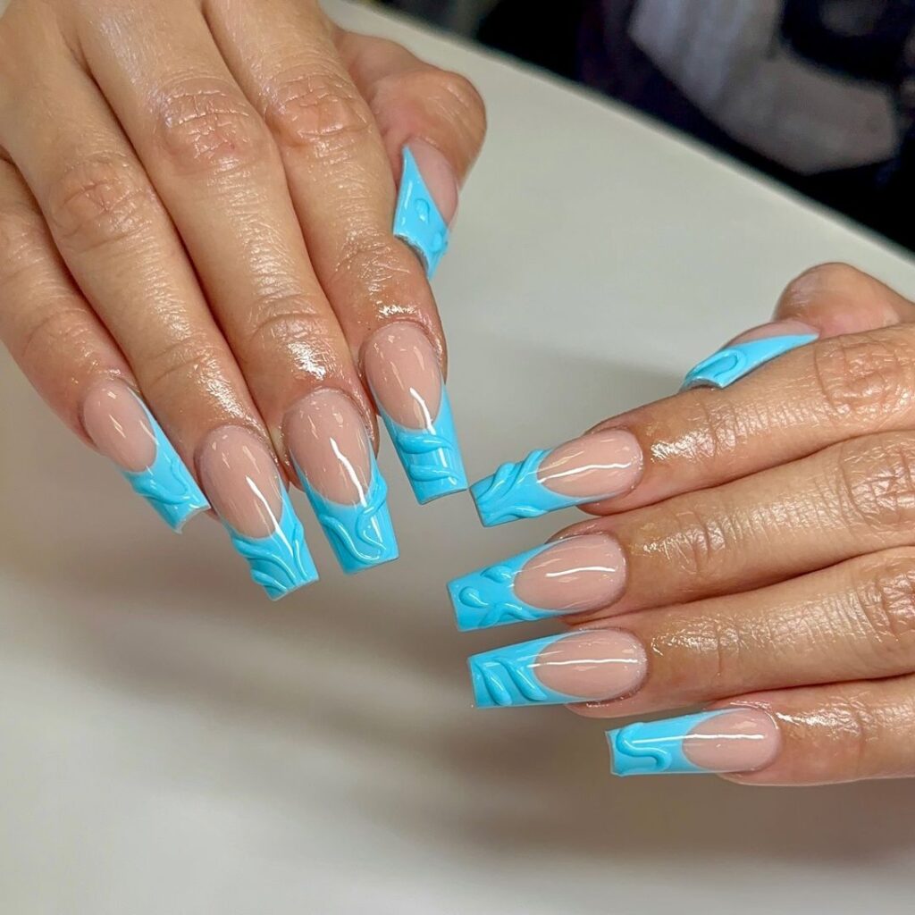 cool blue french tips