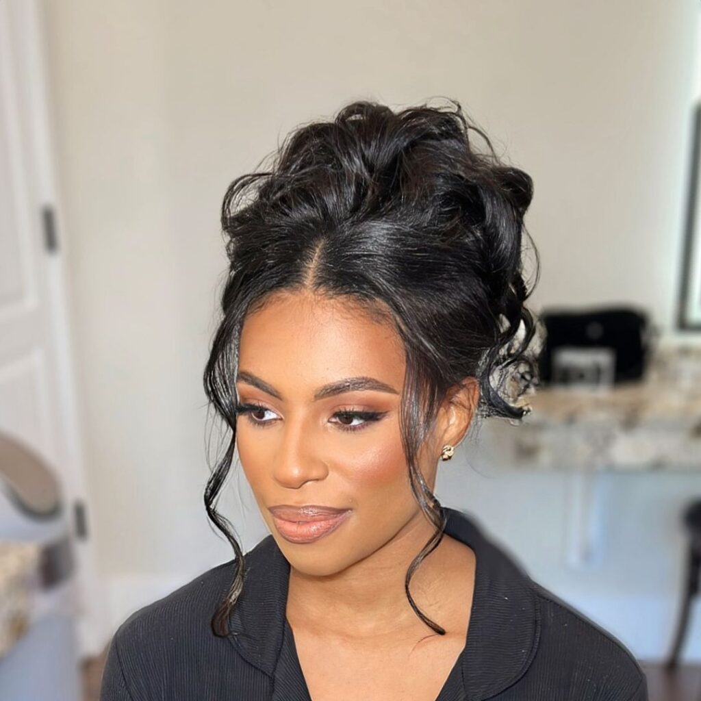 curly and textured updo for long hair