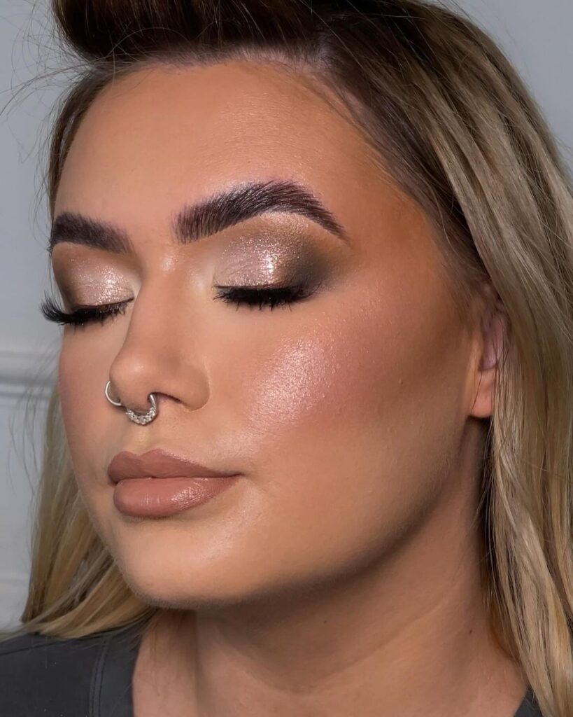 glittery bronze makeup look