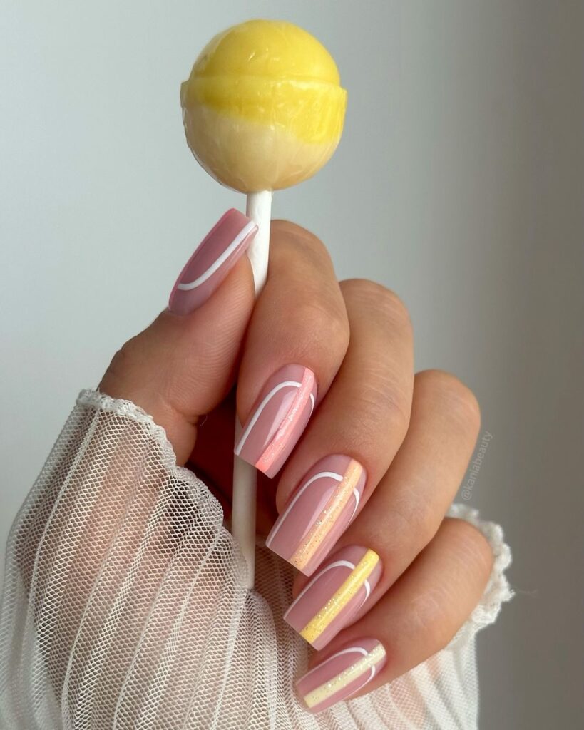 lemon shades manicure