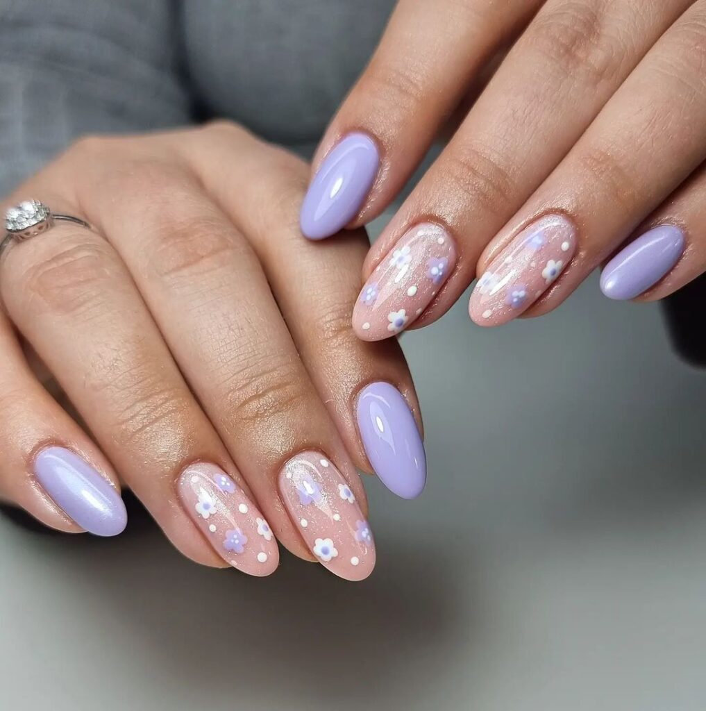 lilac petals summer manicure