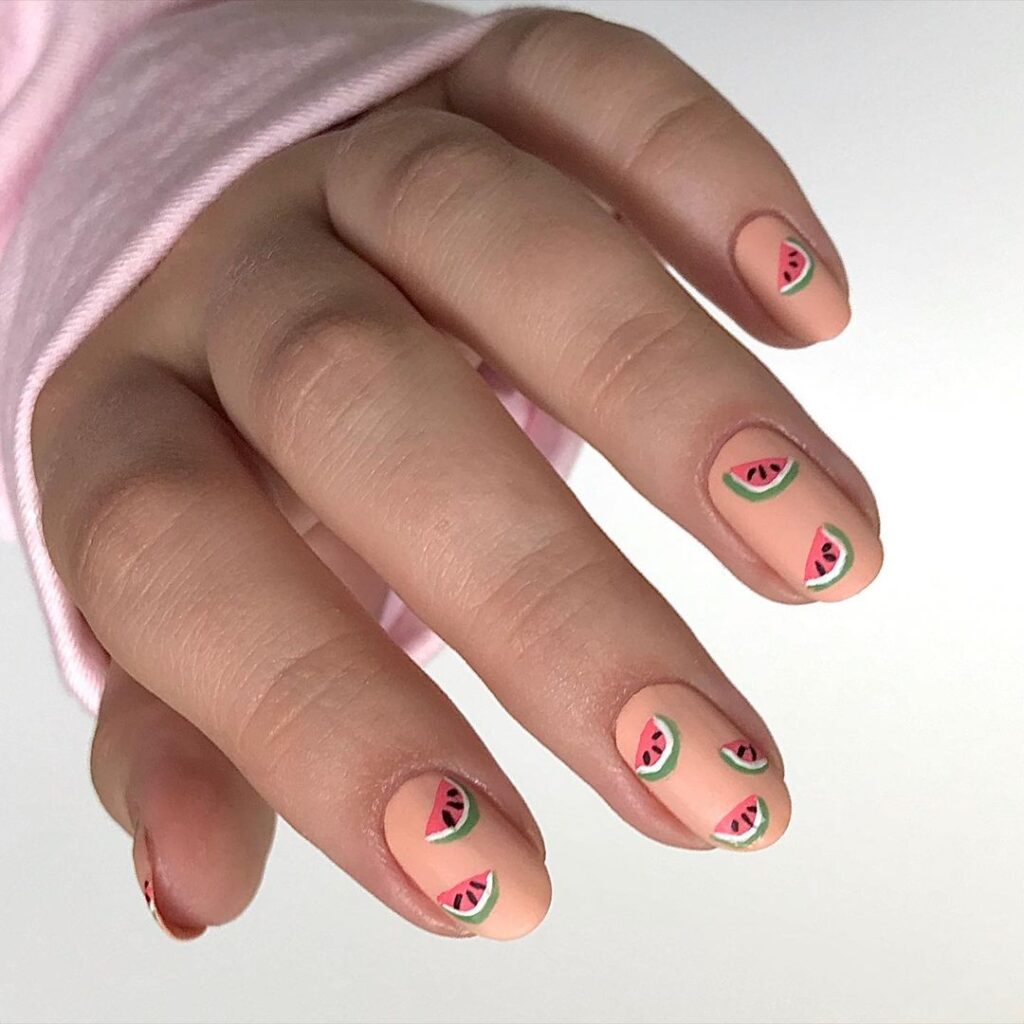 uñas nude sandía