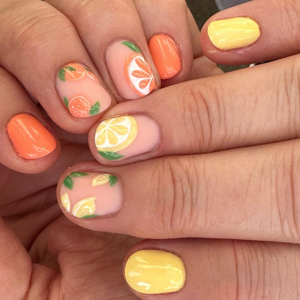 orange and lemon manicure