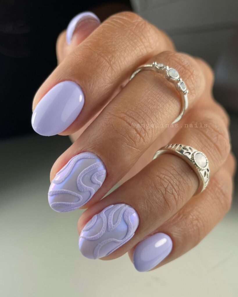 purple swirls manicure