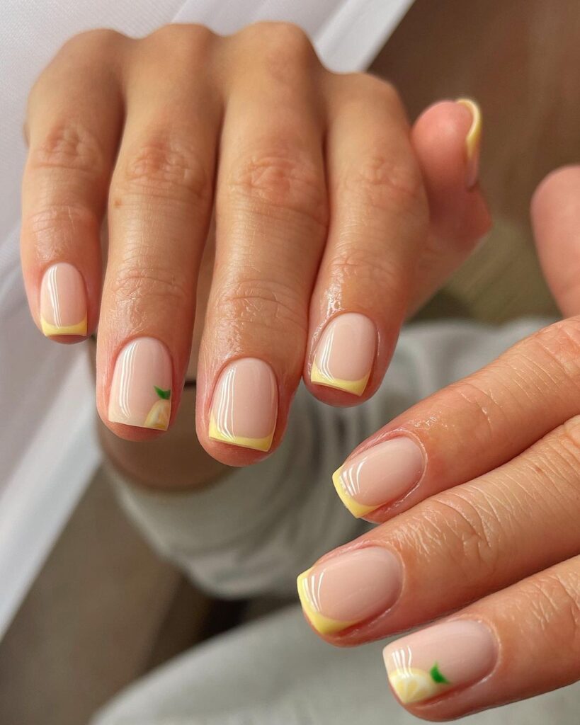 short clean lemon nails