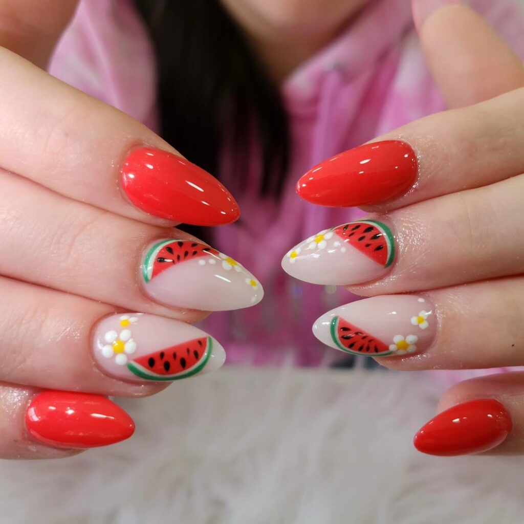 spring watermelon nails