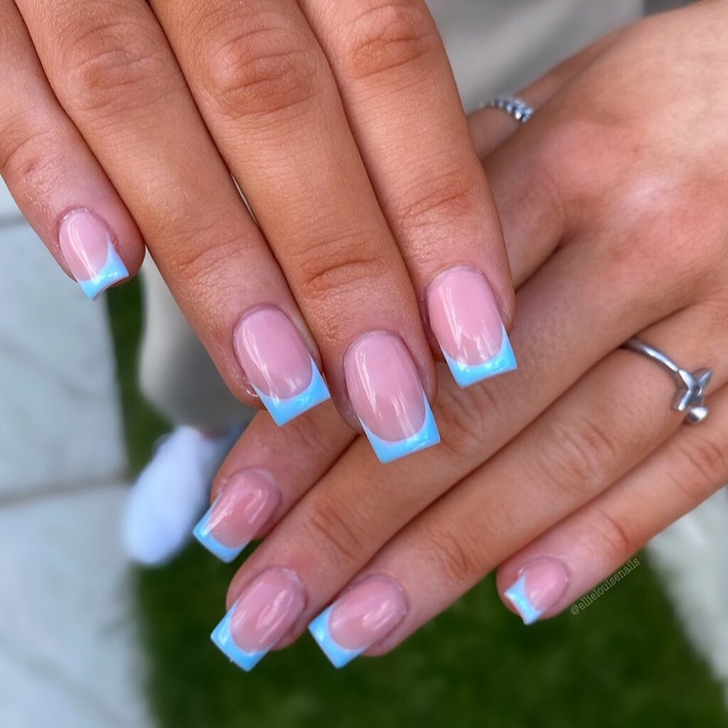 subtle blue french tips