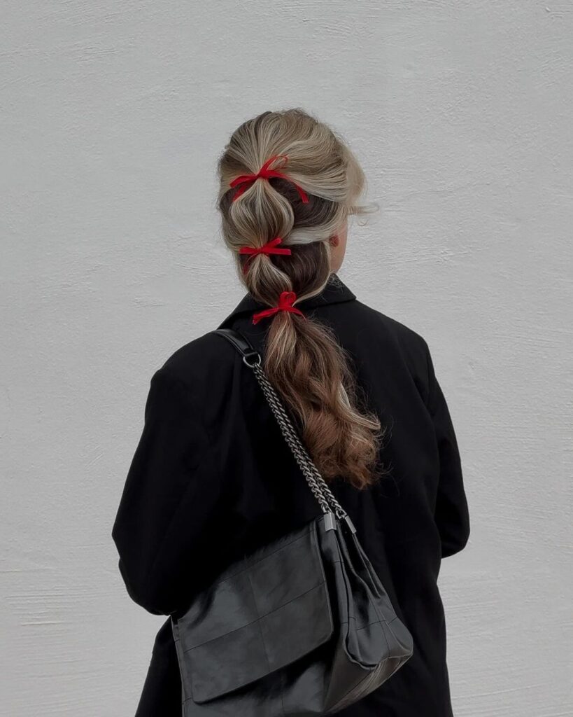 penteado para cabelo comprido com laço