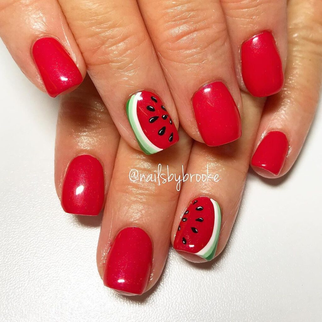 watermelon august nails