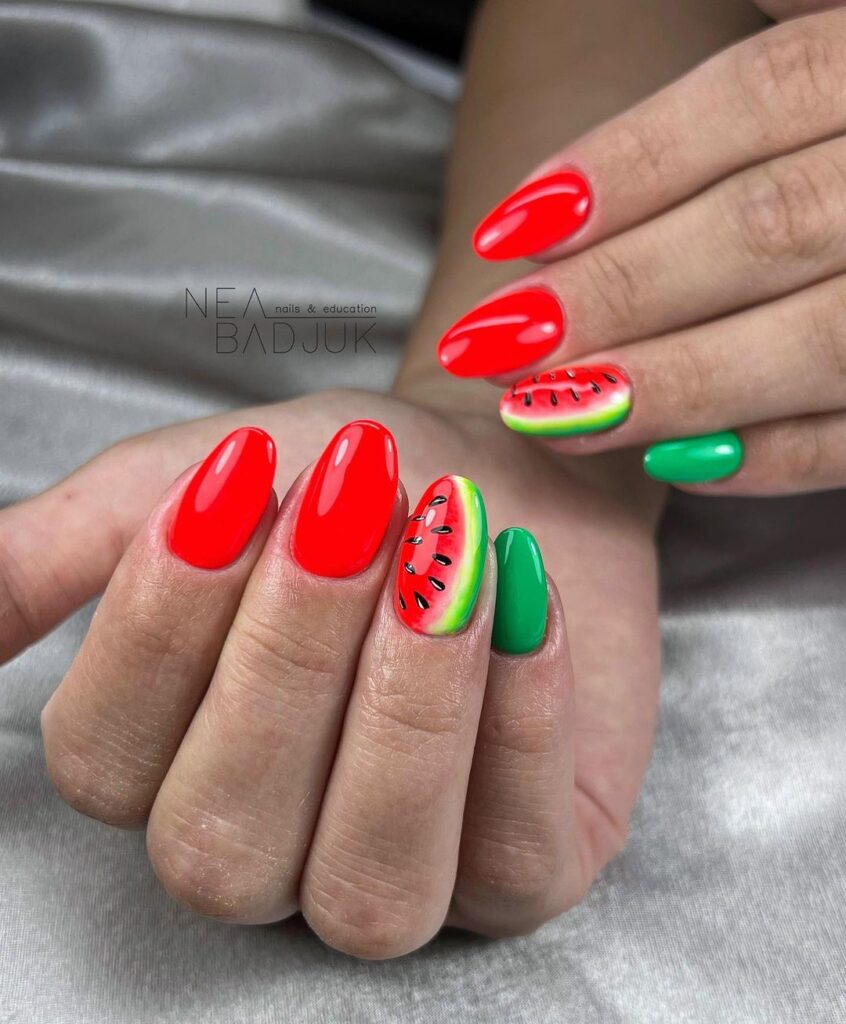 watermelon nail art