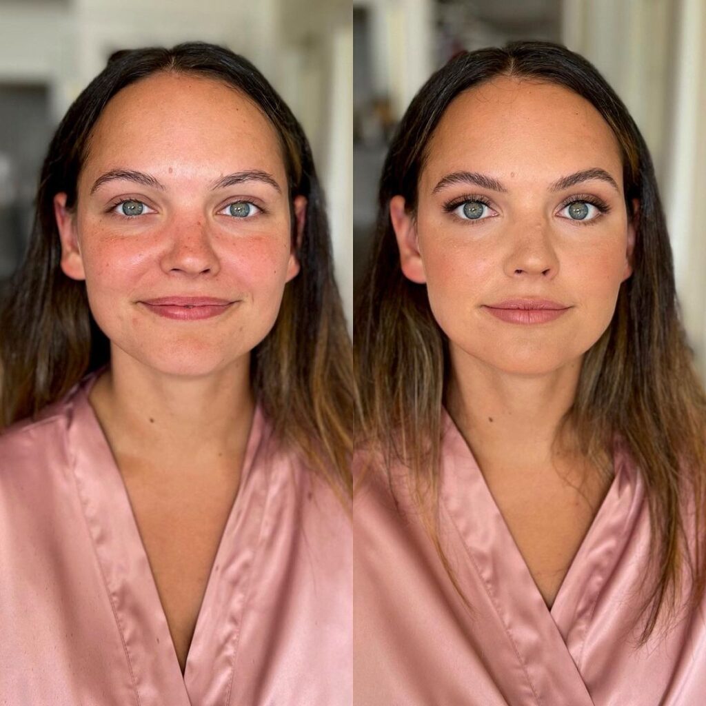 transformation du maquillage de l'invité de mariage