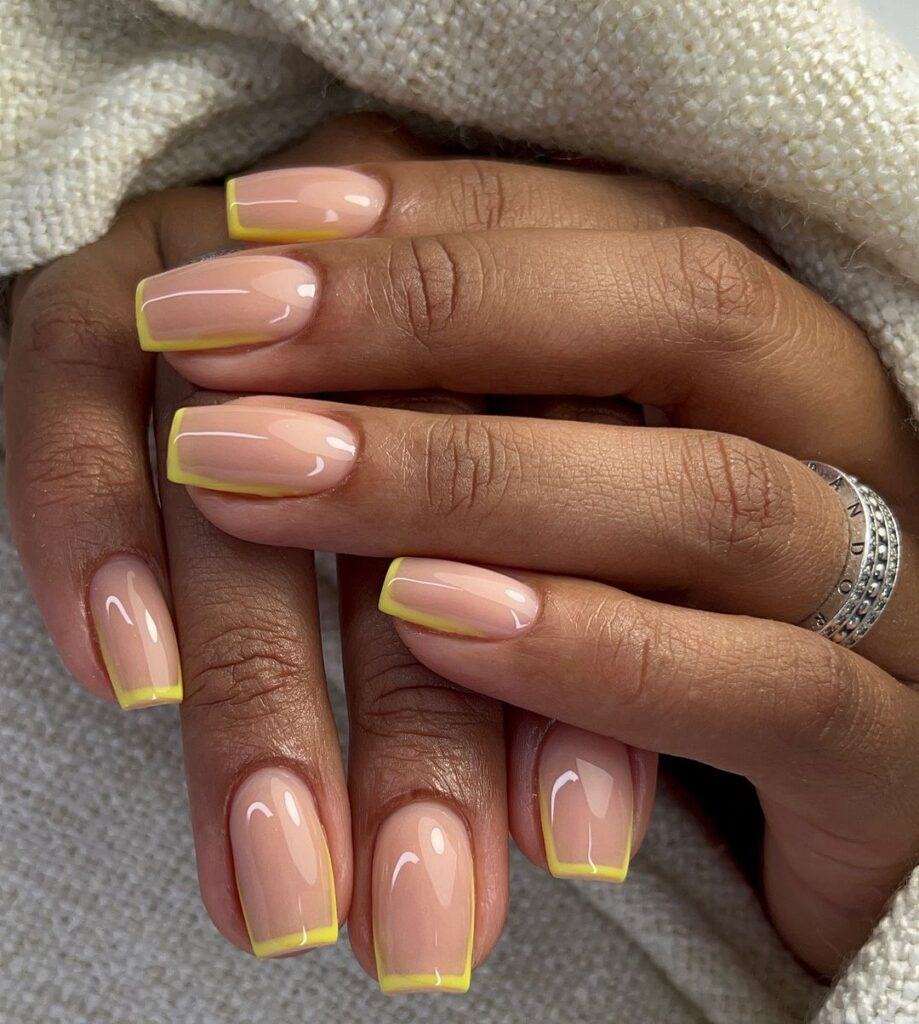 yellow french manicure