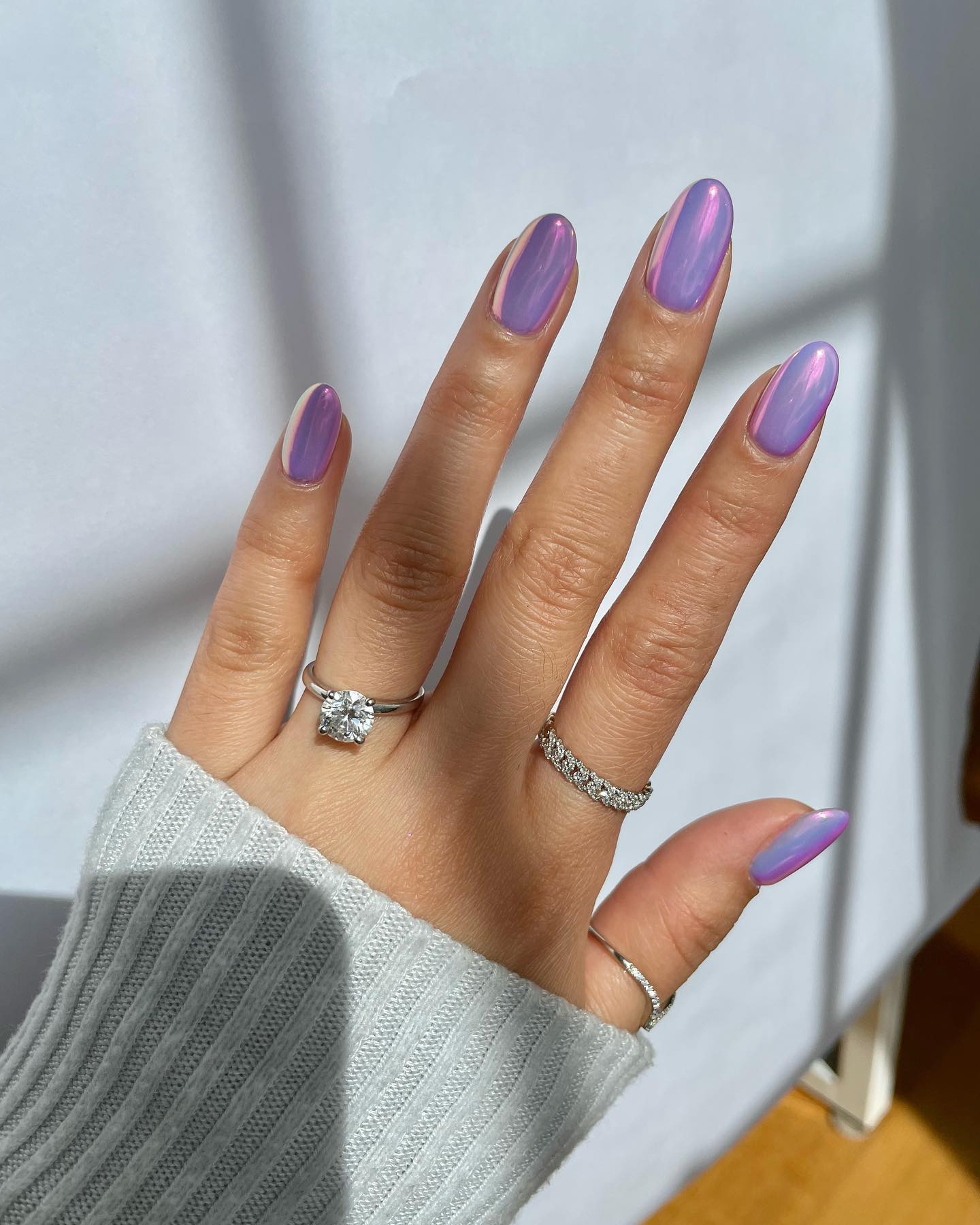 lavender chrome nails