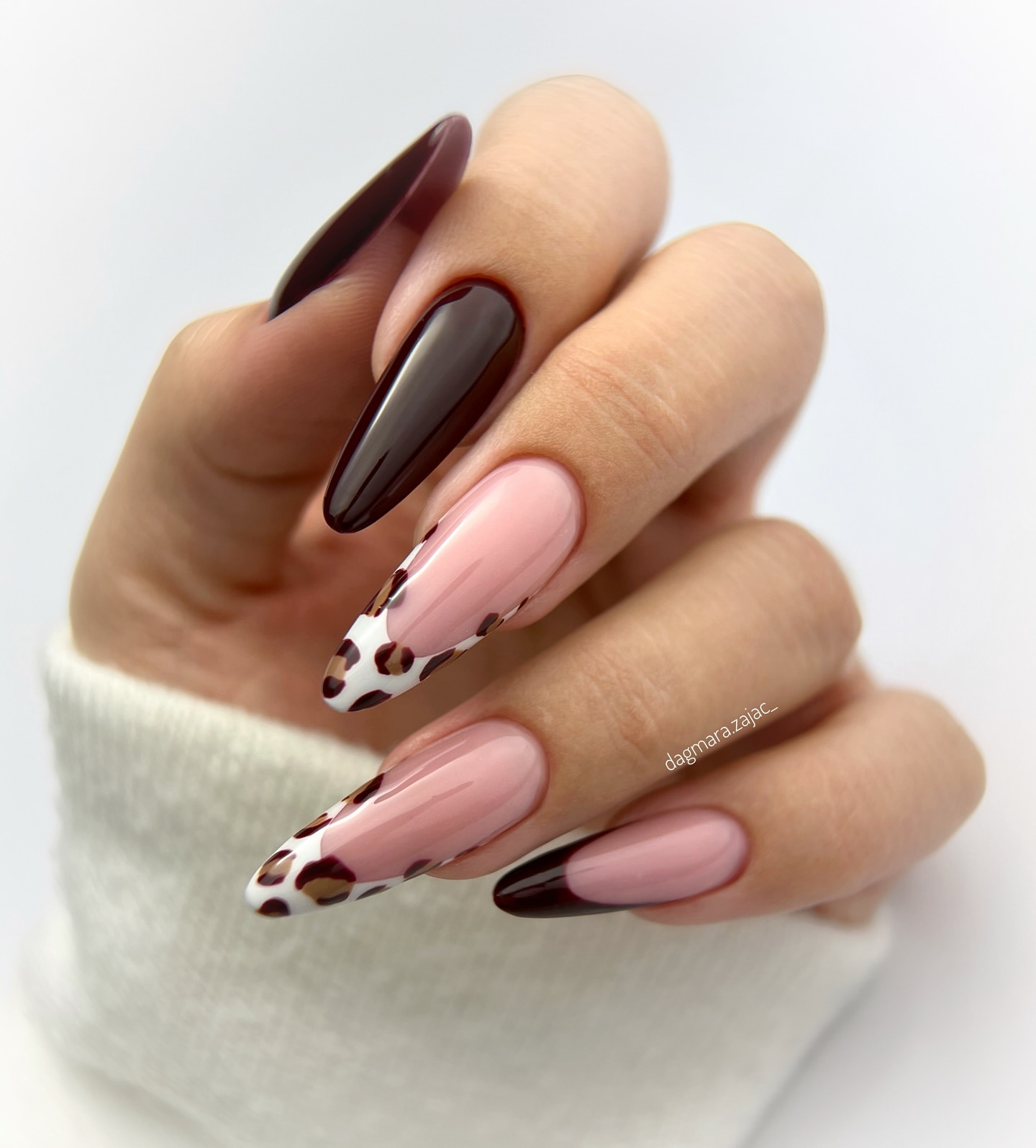 mix and match brown nails