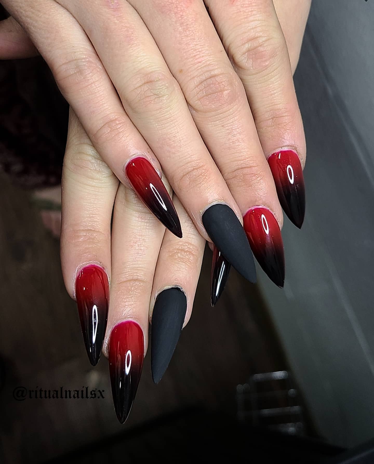 red and black ombre