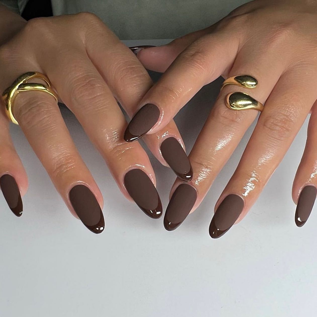 matte nails with glossy french tips