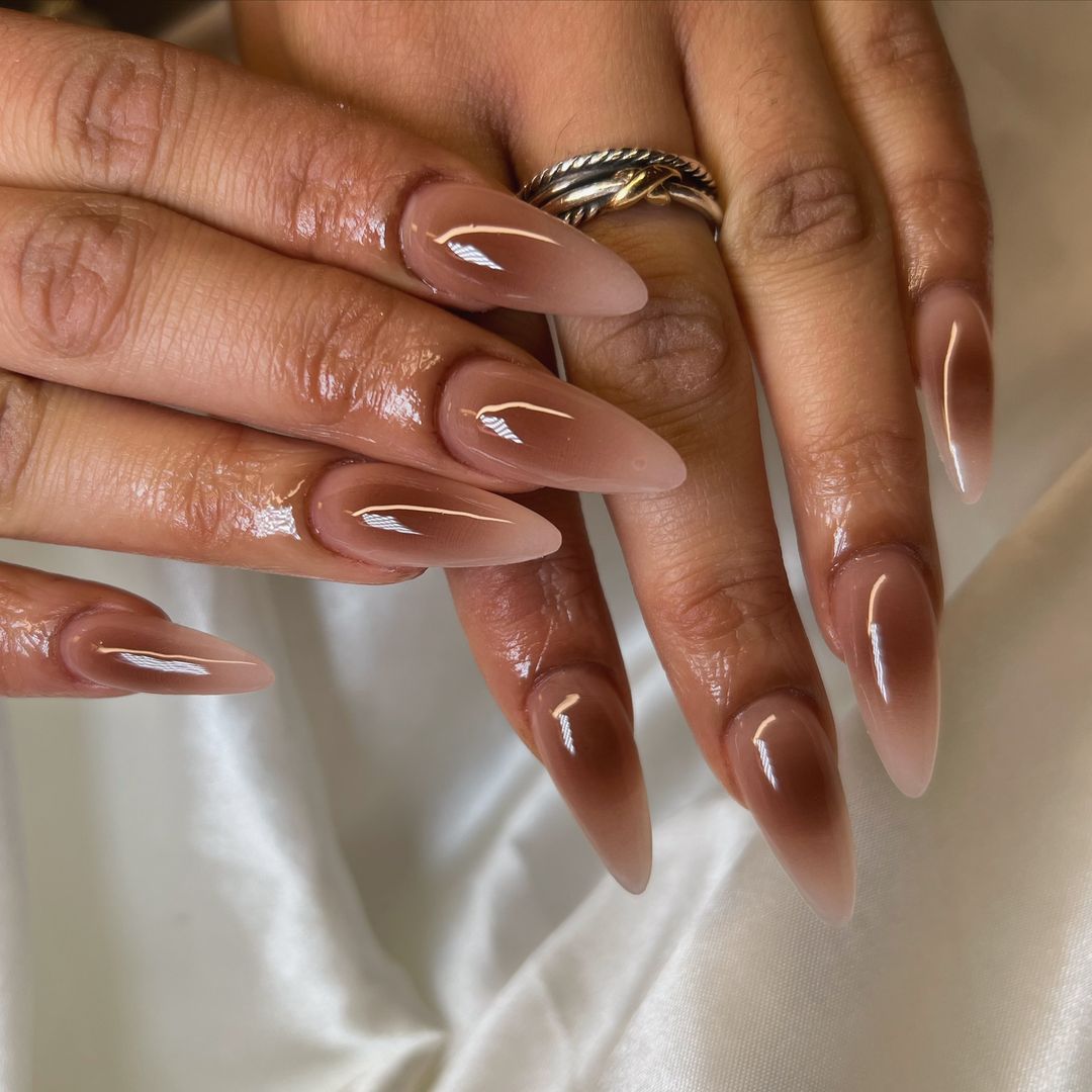 brown aura nails