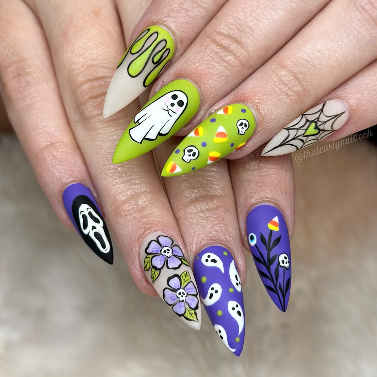 colorful halloween nails