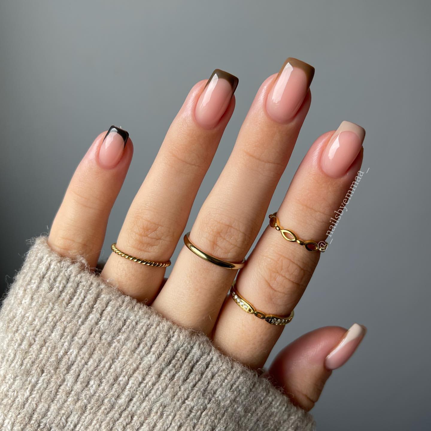 brown rainbow french tips