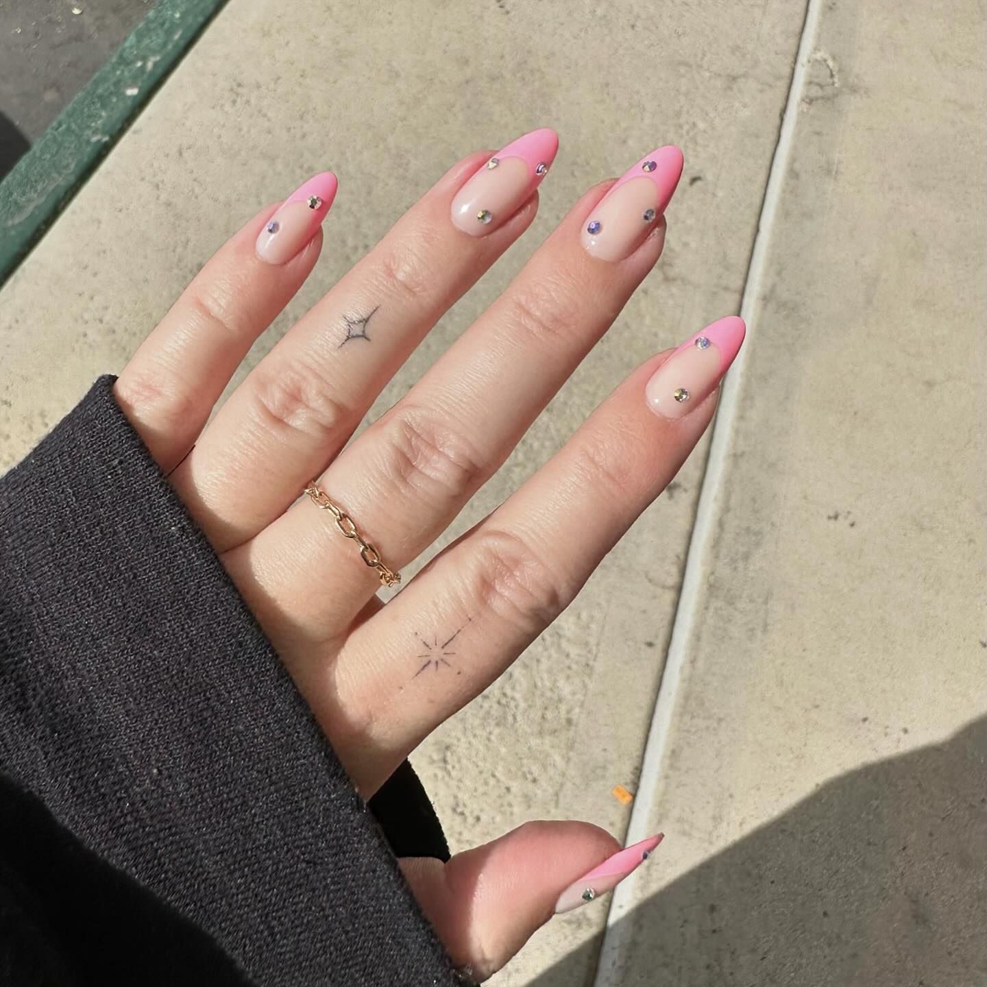 french mani with gems