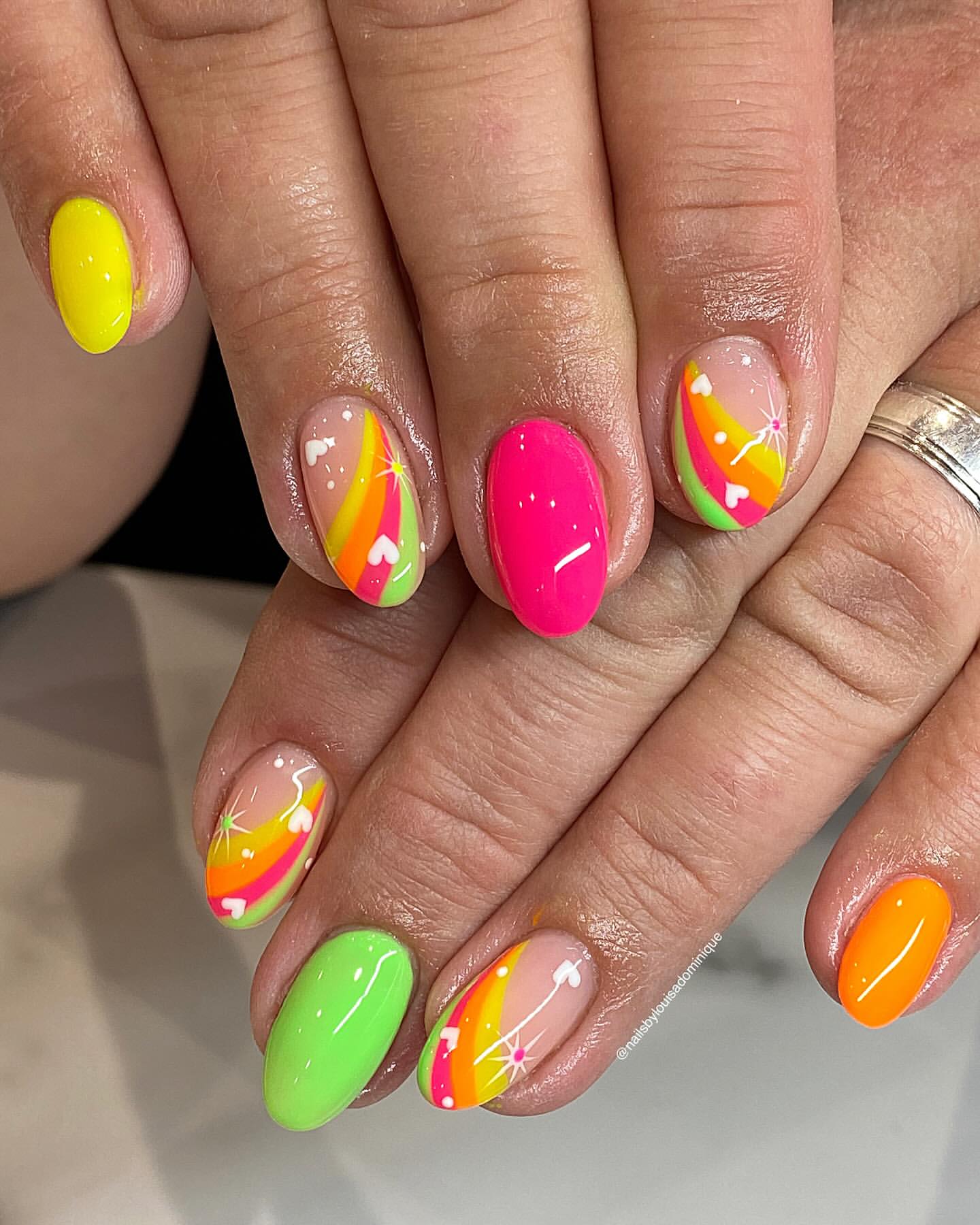 neon rainbow nails