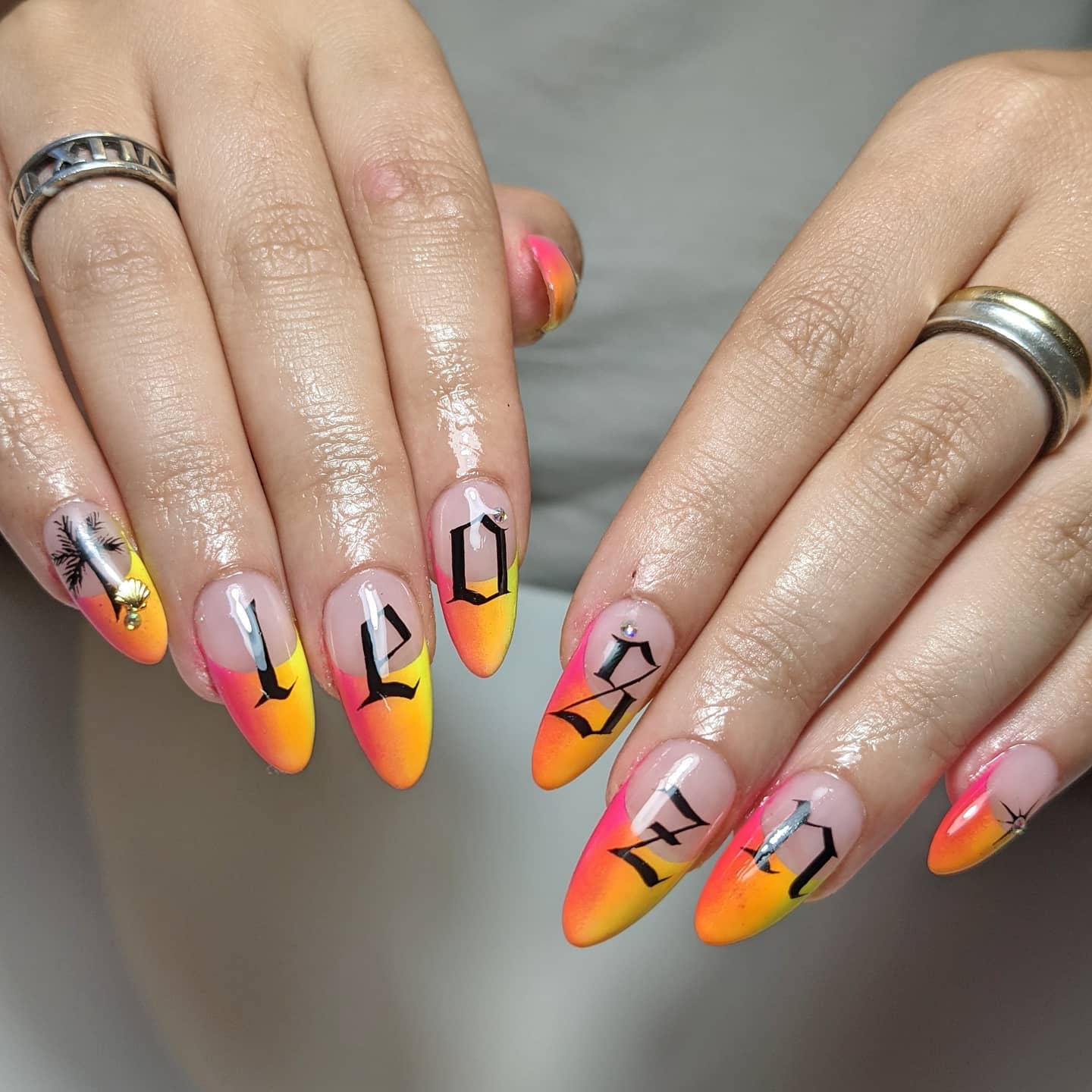 sunrise leo birthday nails