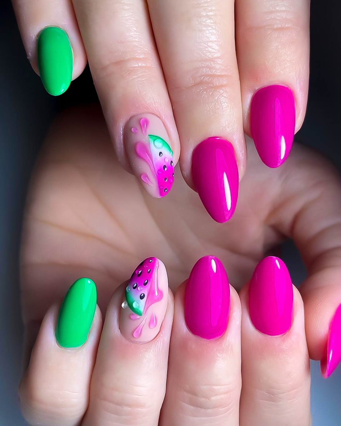 juicy watermelon nails