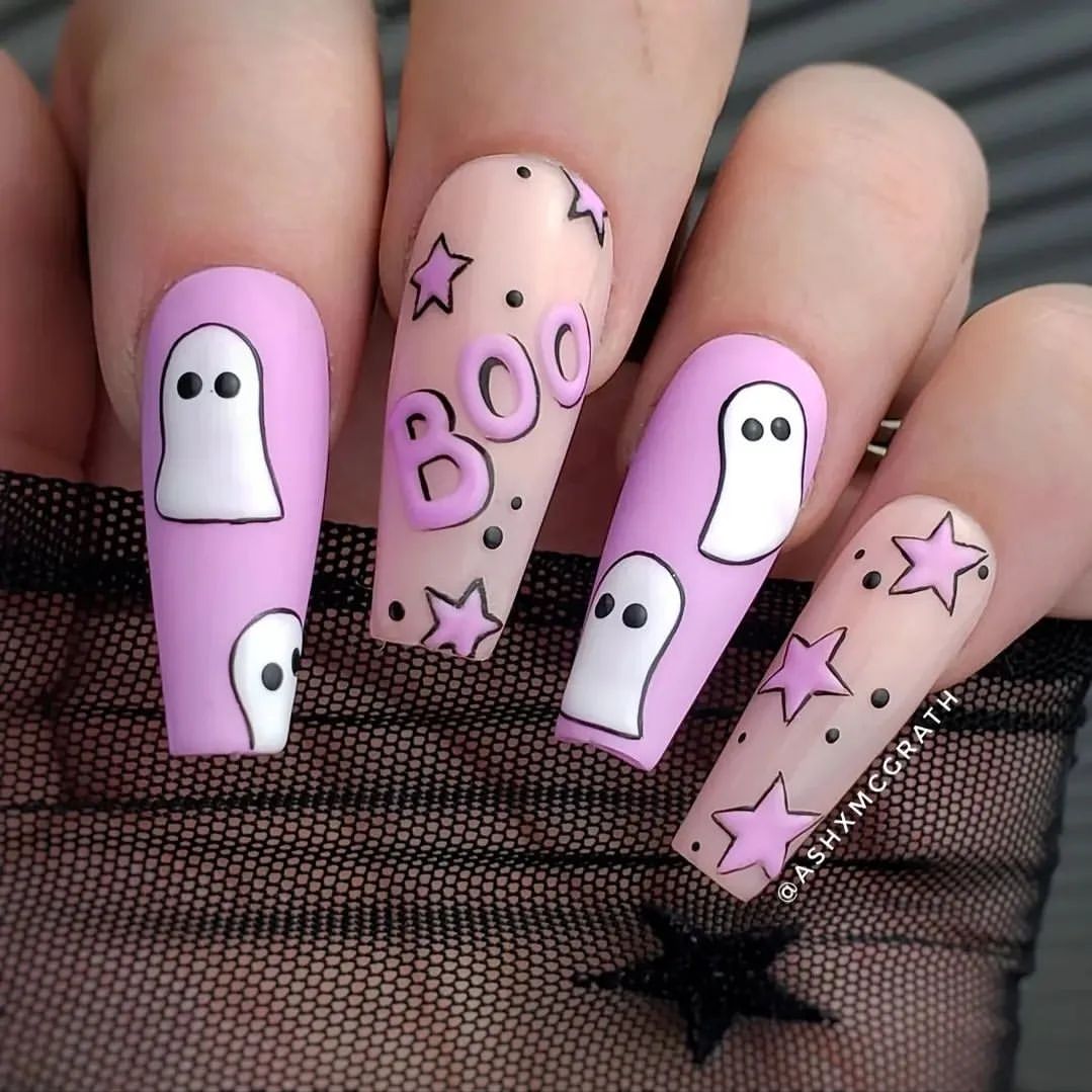 lilac boo-tastic nails