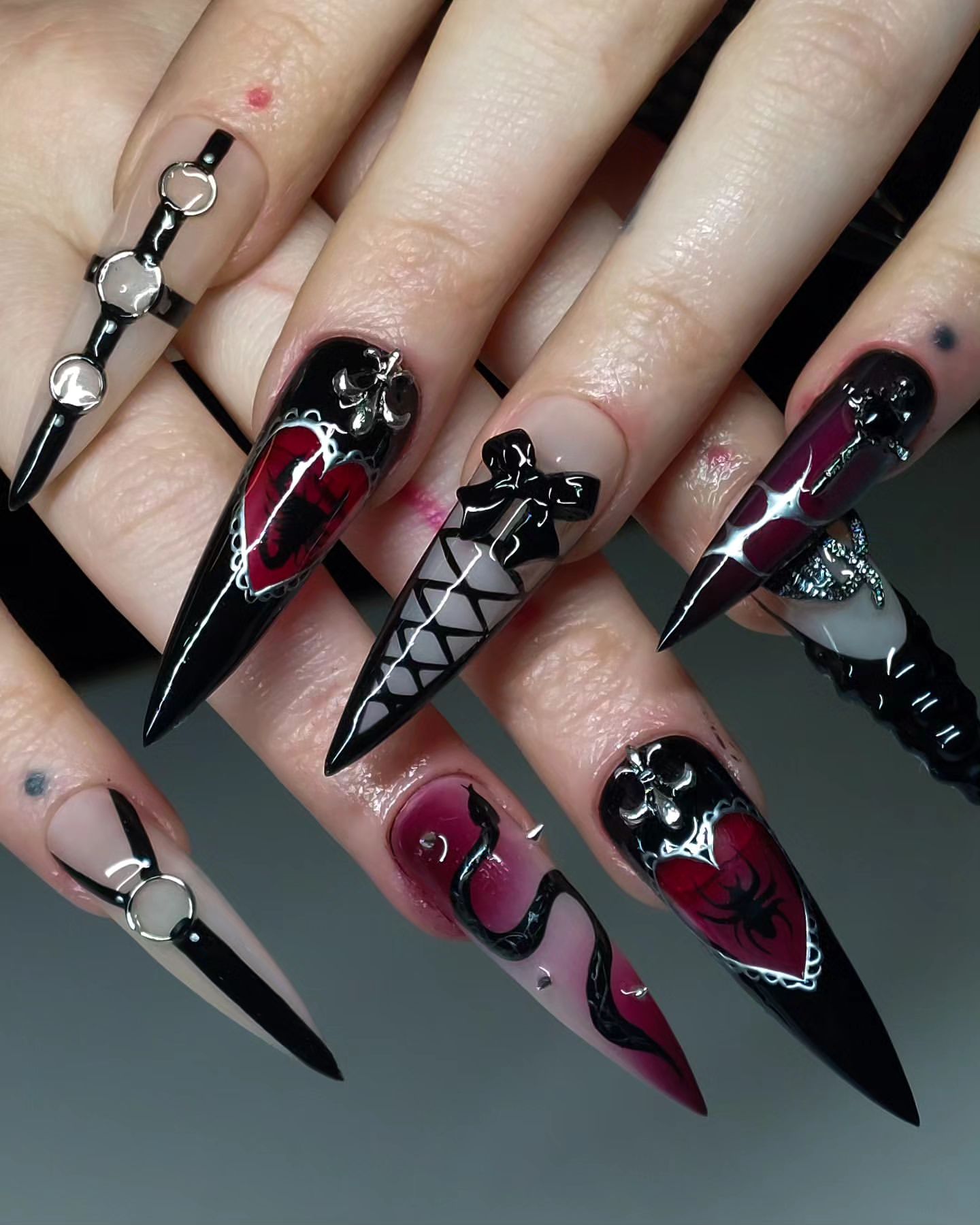 3d goth nails