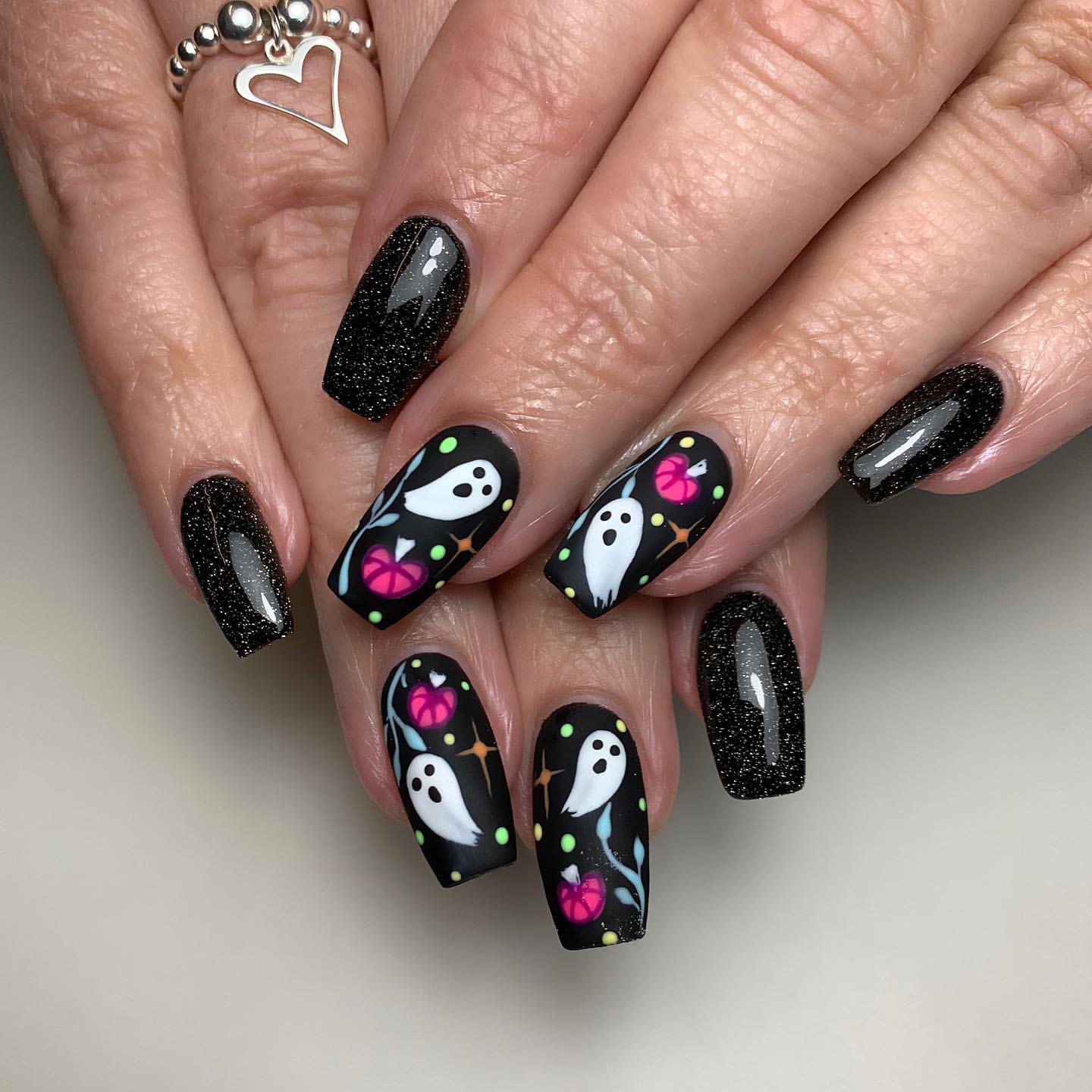 black ghostie nails