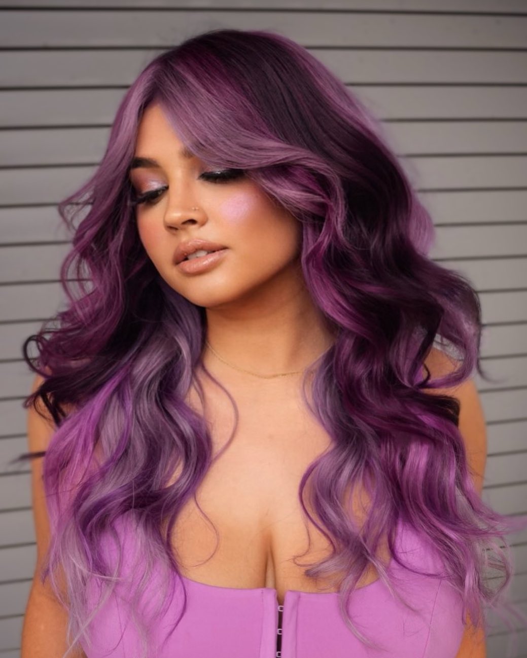 dimensional purple hair