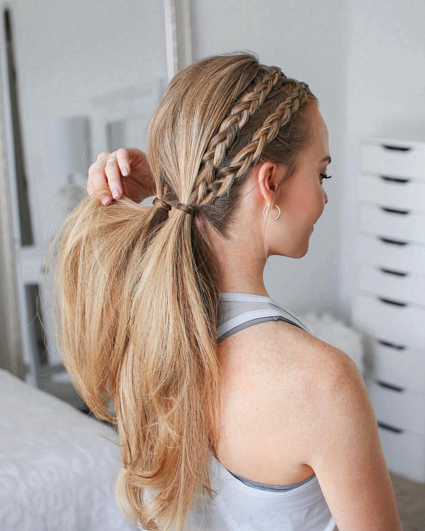 braids into pigtails