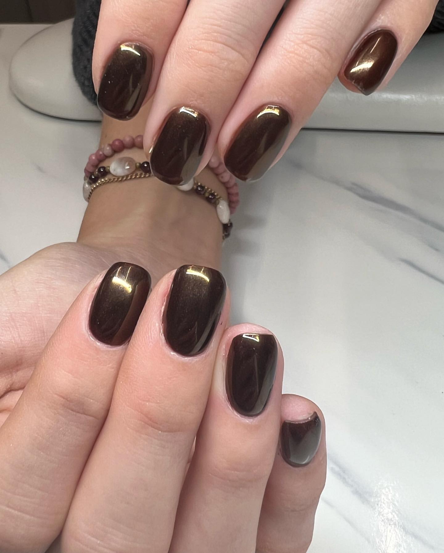 short brown chrome nails